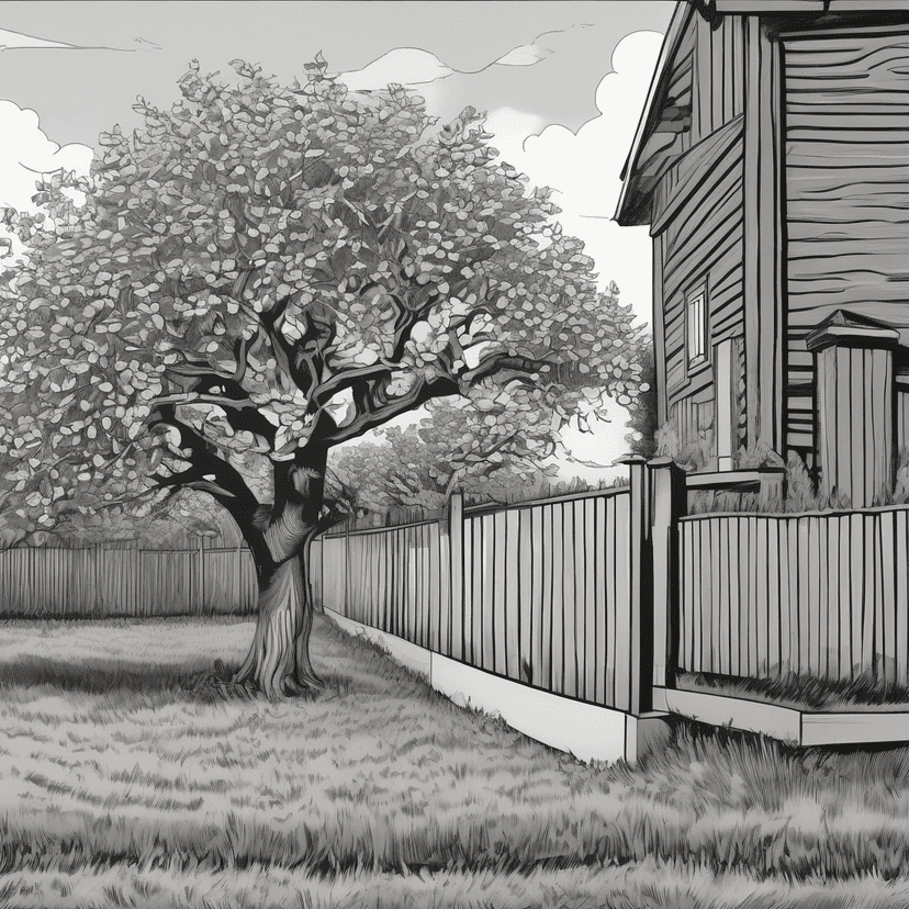 New fence doesn’t know the tree’s been here since the first orchard.
